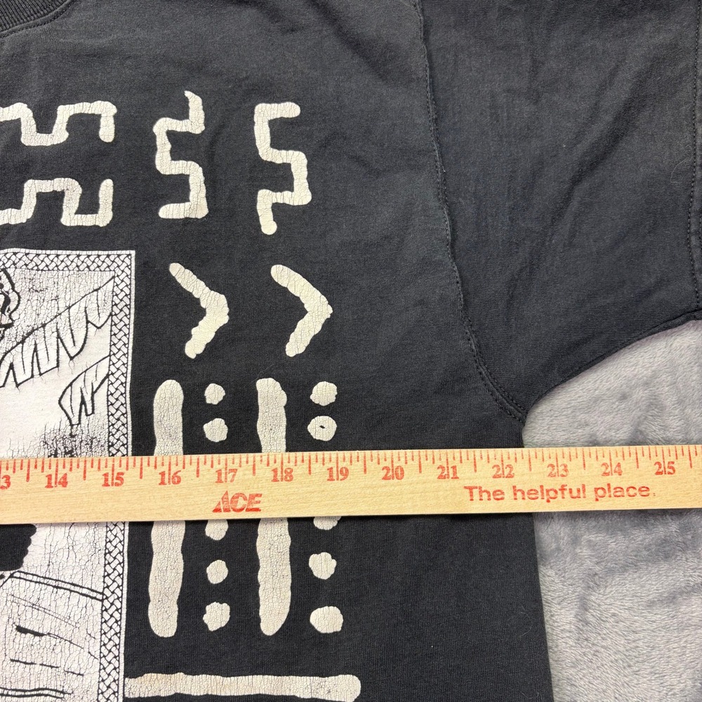 Vintage 1995 Frontline Gear Graphic‎ T Shirt Men XL Black Tribal Art Culture Tee - Picture 9 of 12